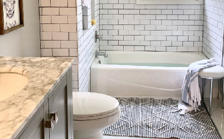 Baby Leo’s Alcove Tub Bathroom